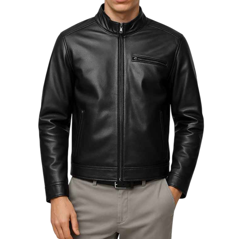 Men’s Black Leather Biker Jacket