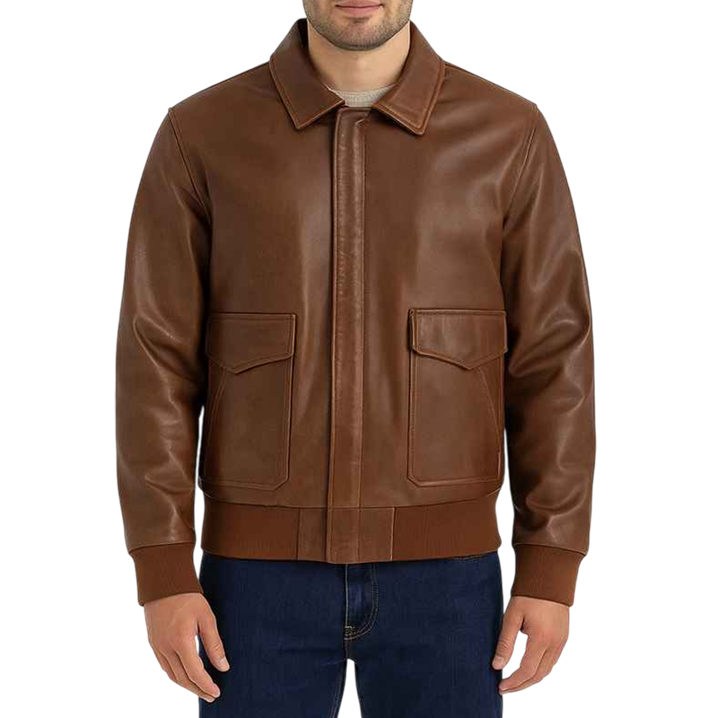 Men’s Classic Brown A2 Bomber Leather Jacket