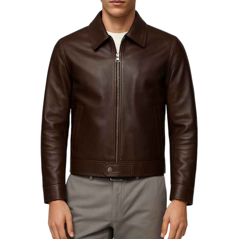 Men’s Vintage Brown Shirt Style Leather Jacket