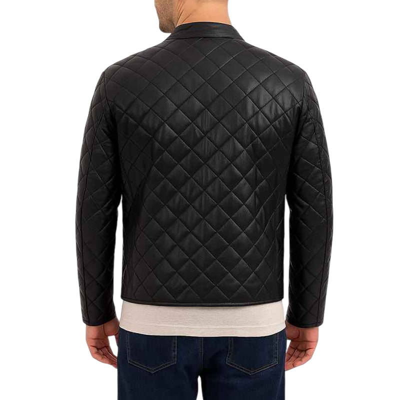 Premium Men’s Classic Black Quilted Leather Jacket