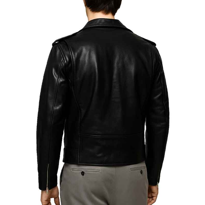 Stylish Men’s Double-Zip Motorcycle Leather Jacket