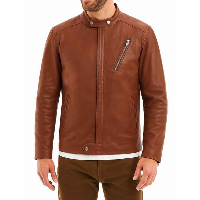 Vintage Men’s Brown Cafe Racer Leather Jacket