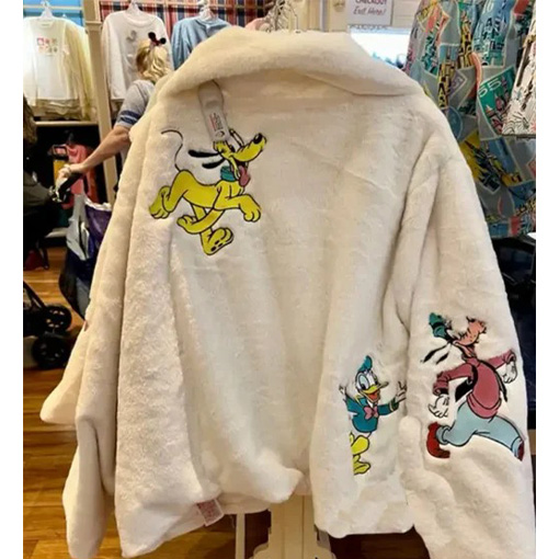 Disney Women Mickey Mouse Minnie Daisy Donald Faux Fur Jacket