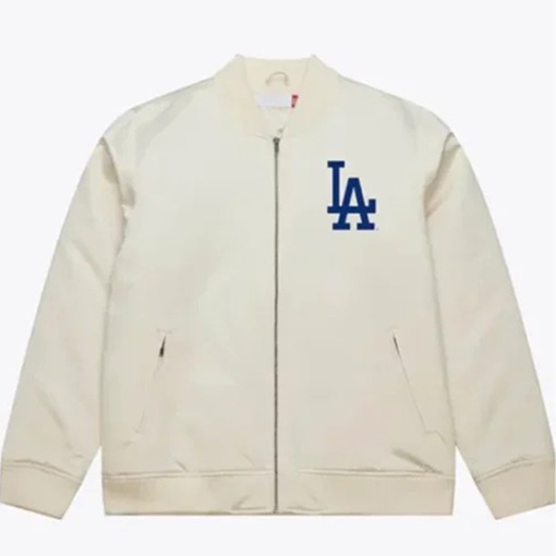 LA Dodgers World Series Champions Cream Bomber Jacket
