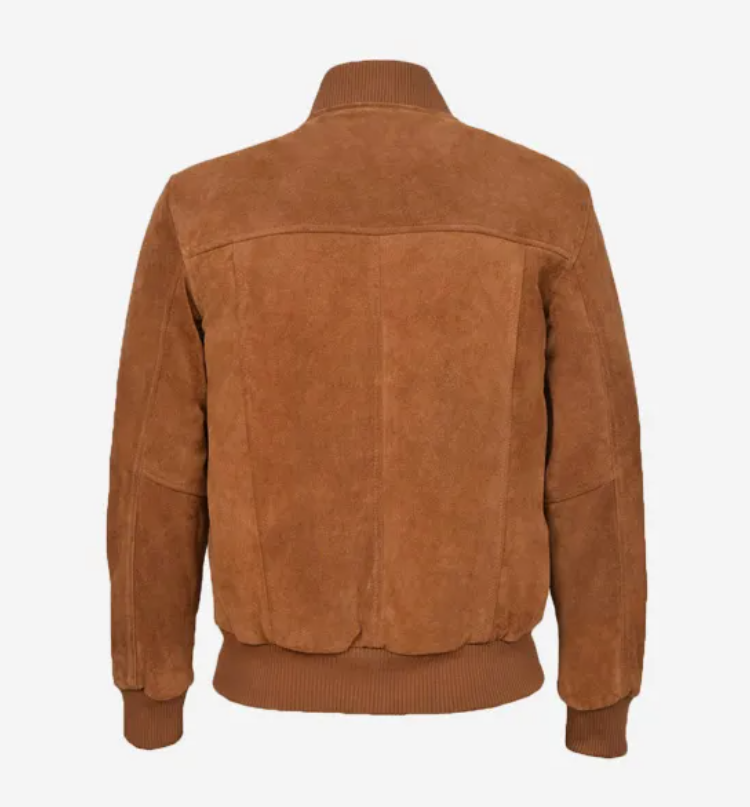 Alternative view of Men’s Classic Tan Bomber Style Suede Leather Jacket