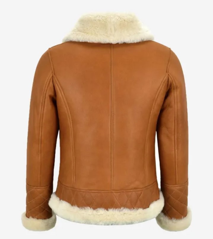 Alternative view of Tan Brown Bomber Real Sheepskin Leather Jacket for women
