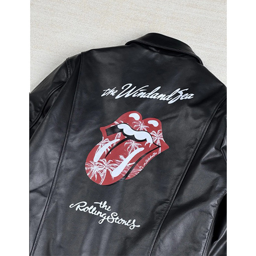 Alternative view of Wind And Sea Rolling Stone Leather Biker Jacket